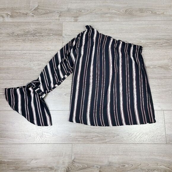 Bishop + Young Stripe One Shoulder Blouse Small - Picture 11 of 16